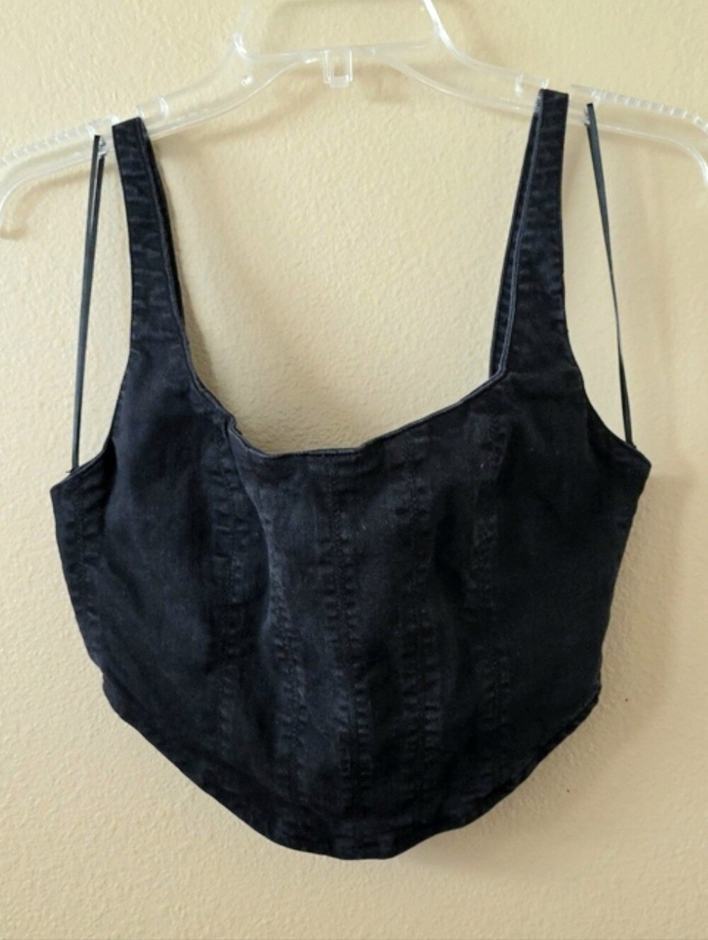 Signature 8 Womens Black Denim Corset Tank - Size Large